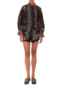 Short Delicate Forest en lin - Noir