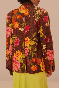 Printed blazer jacket - Brown