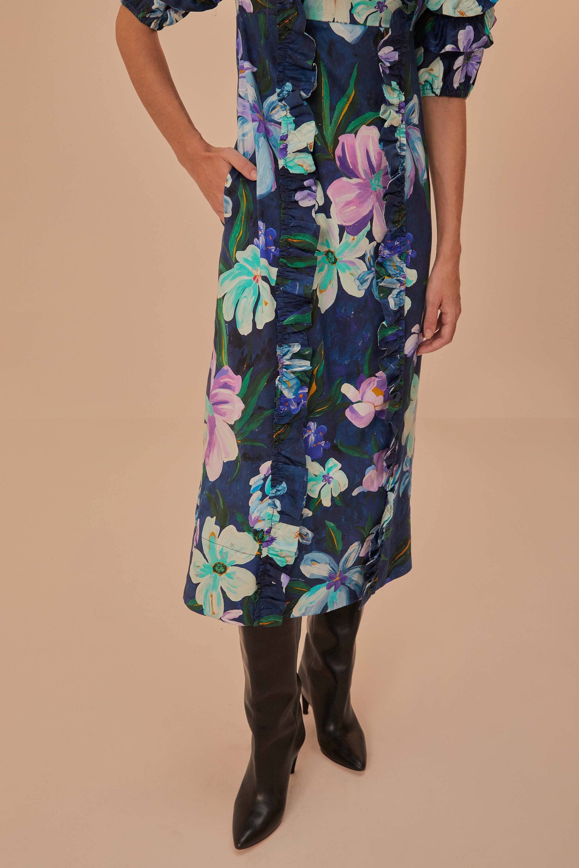 DJV_Floraline Blue Robes midi - Floraline Blue