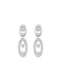 2qty NEW / Or gris 18 ct Boucles d'oreilles en or gris serties de Burmalite™ blanche et pavage // RECO : 341€