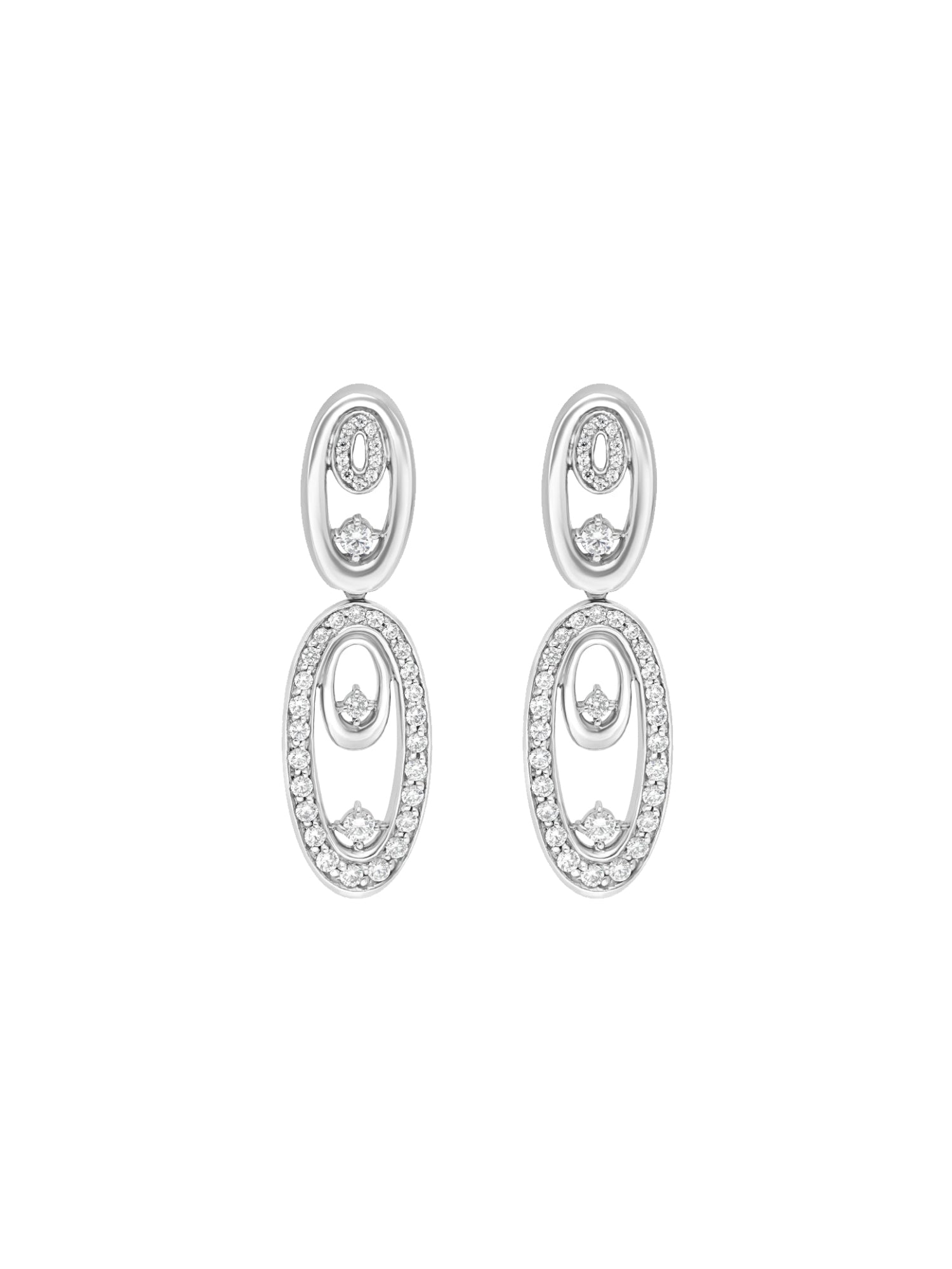 2qty NEW / Or gris 18 ct Boucles d'oreilles en or gris serties de Burmalite™ blanche et pavage // RECO : 341€