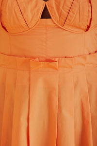 Robe midi à bretelles bicolore en coton - Orange
