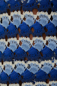 MEDIA OFF LINE_Robe Fan Stitch en crochet en coton - Bleu