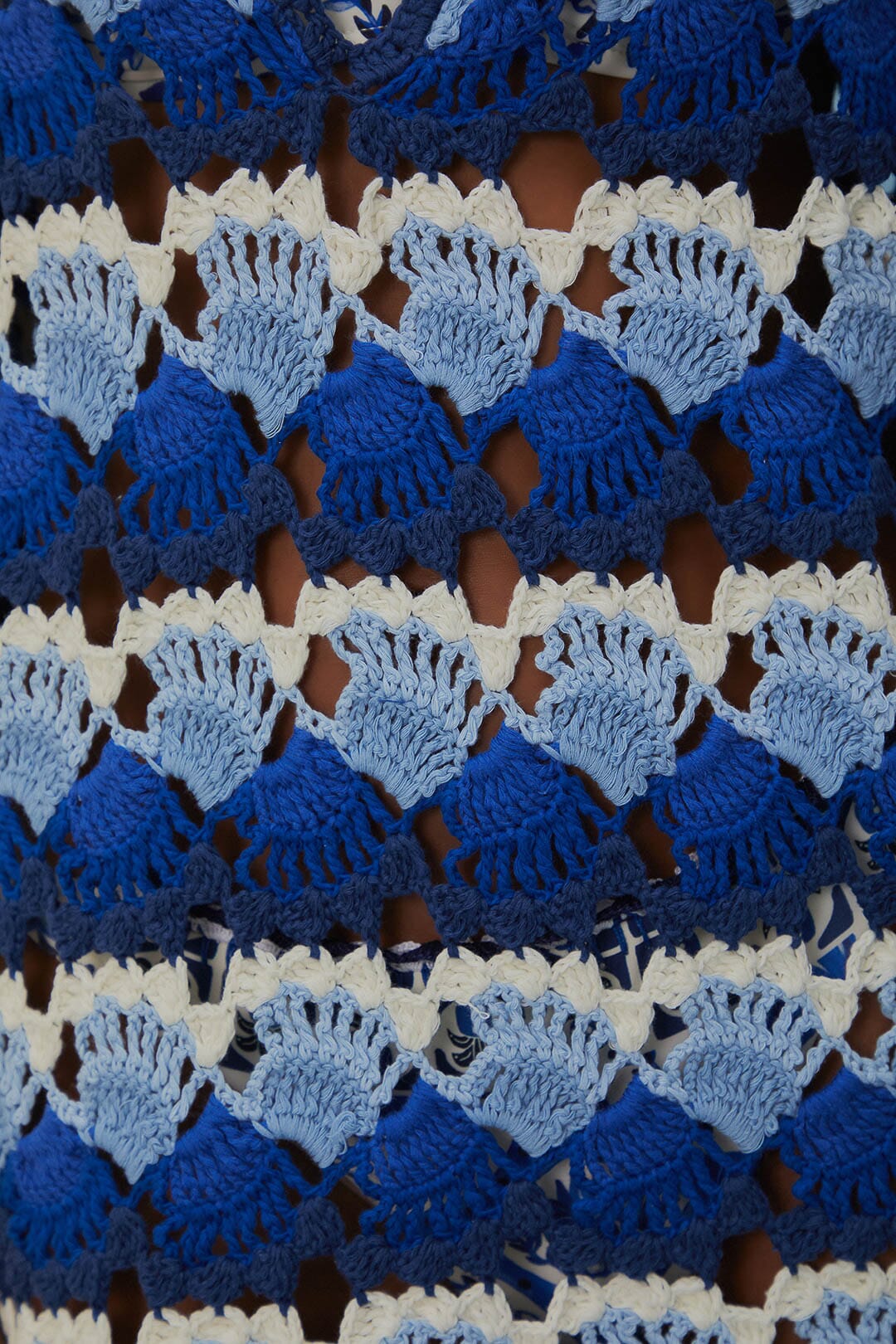 MEDIA OFF LINE_Robe Fan Stitch en crochet en coton - Bleu
