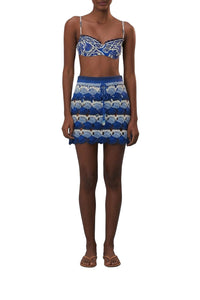 Jupe en crochet bicolore - Bleu