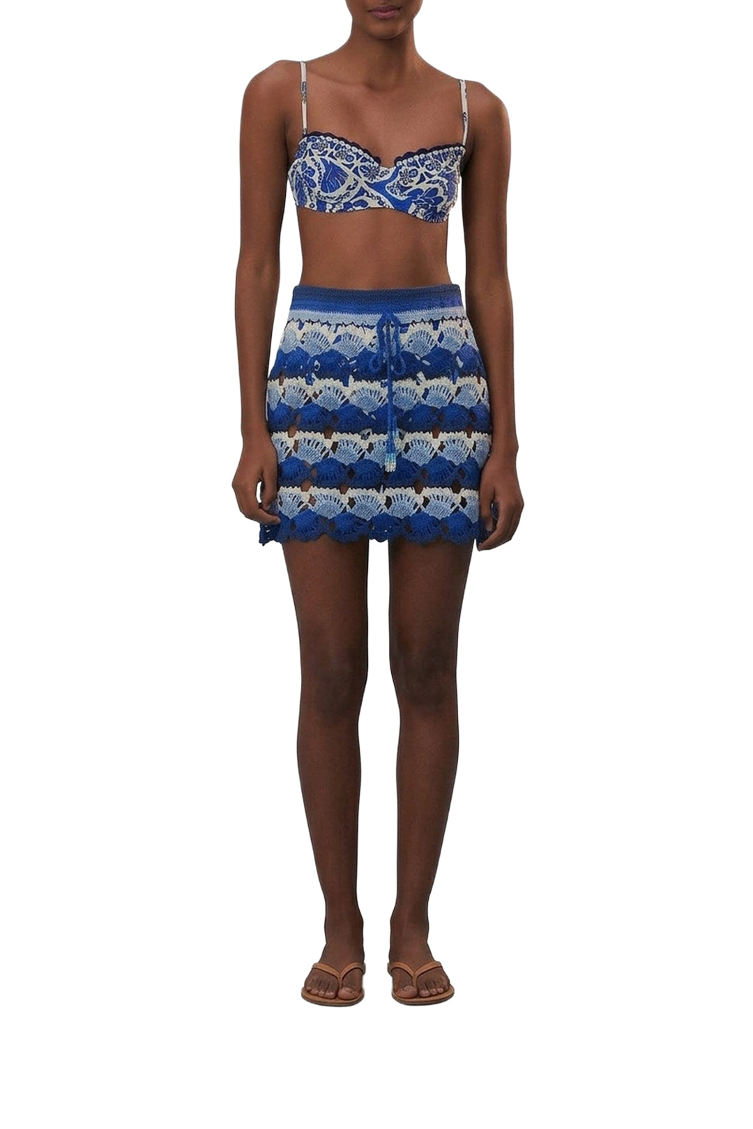 Jupe en crochet bicolore - Bleu