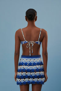 Jupe en crochet bicolore - Bleu