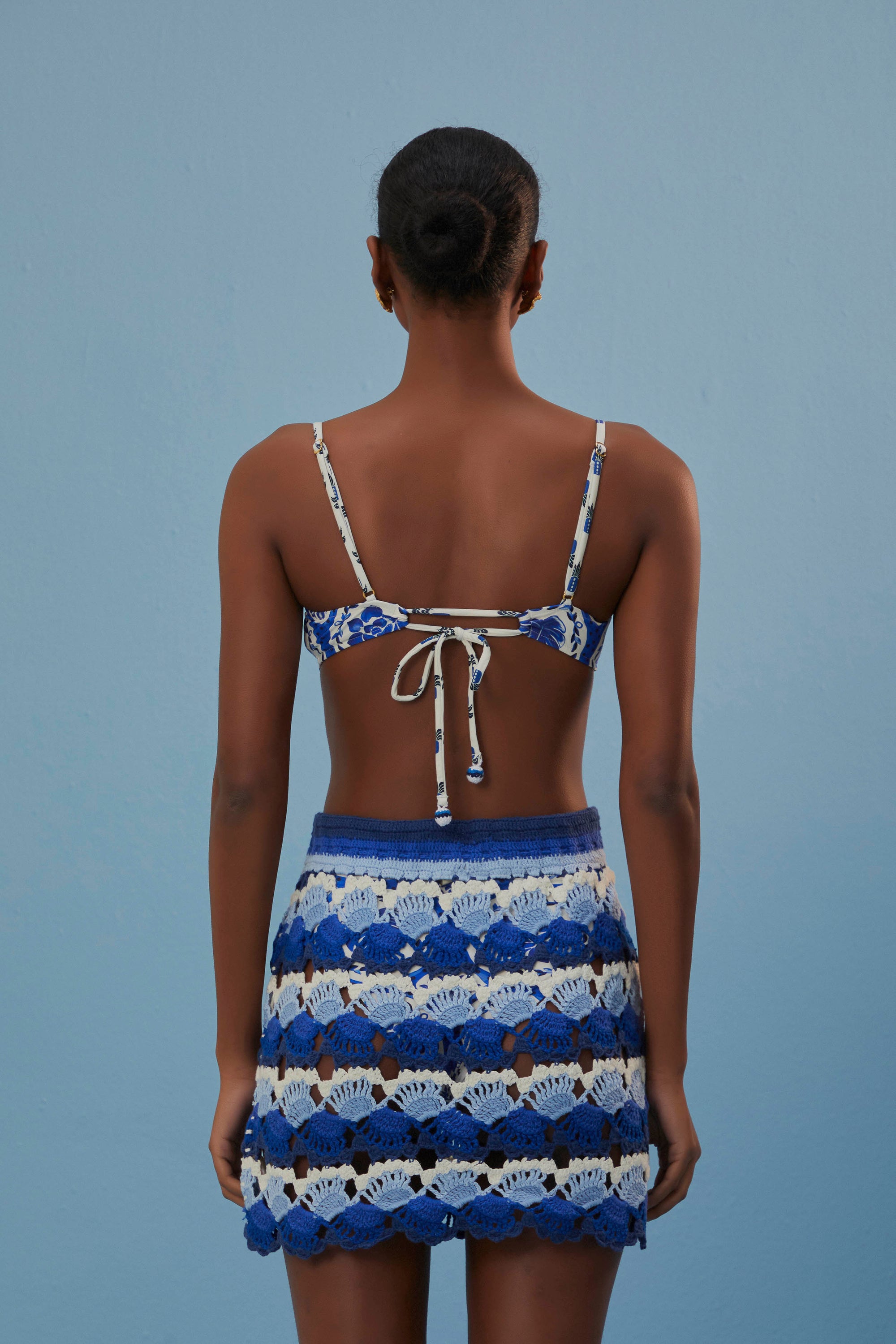 Jupe en crochet bicolore - Bleu