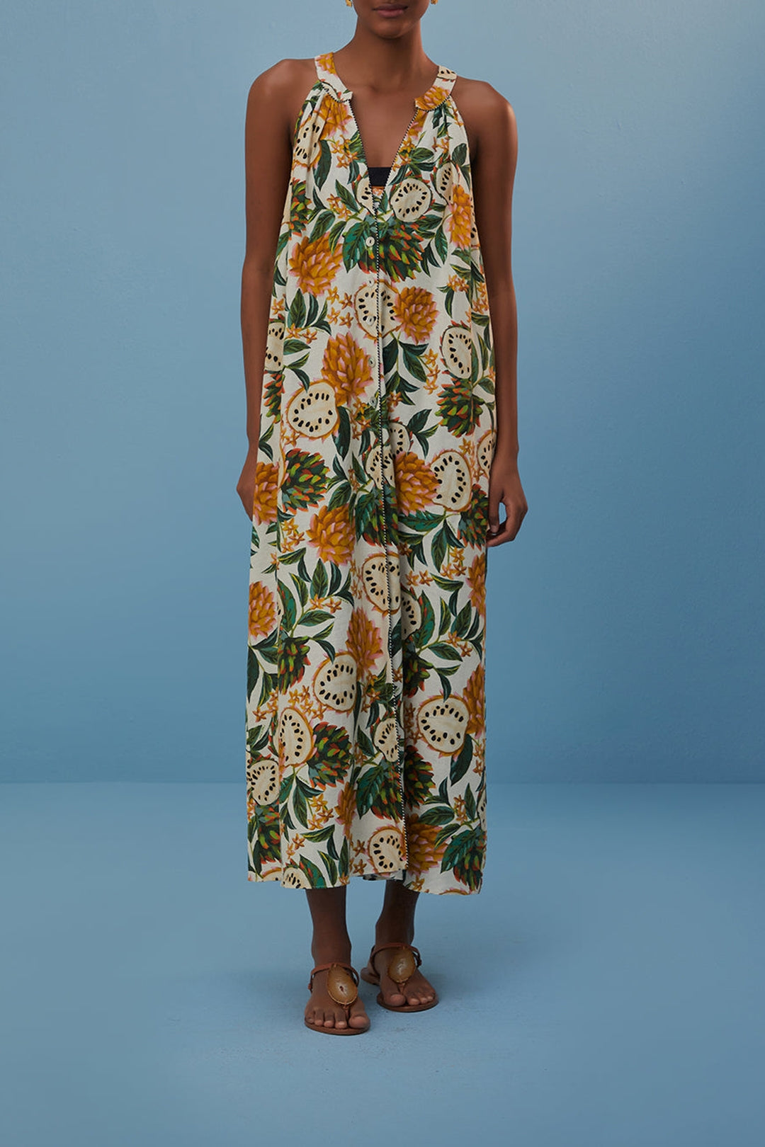 Robe longue Biriba en lin - Orange