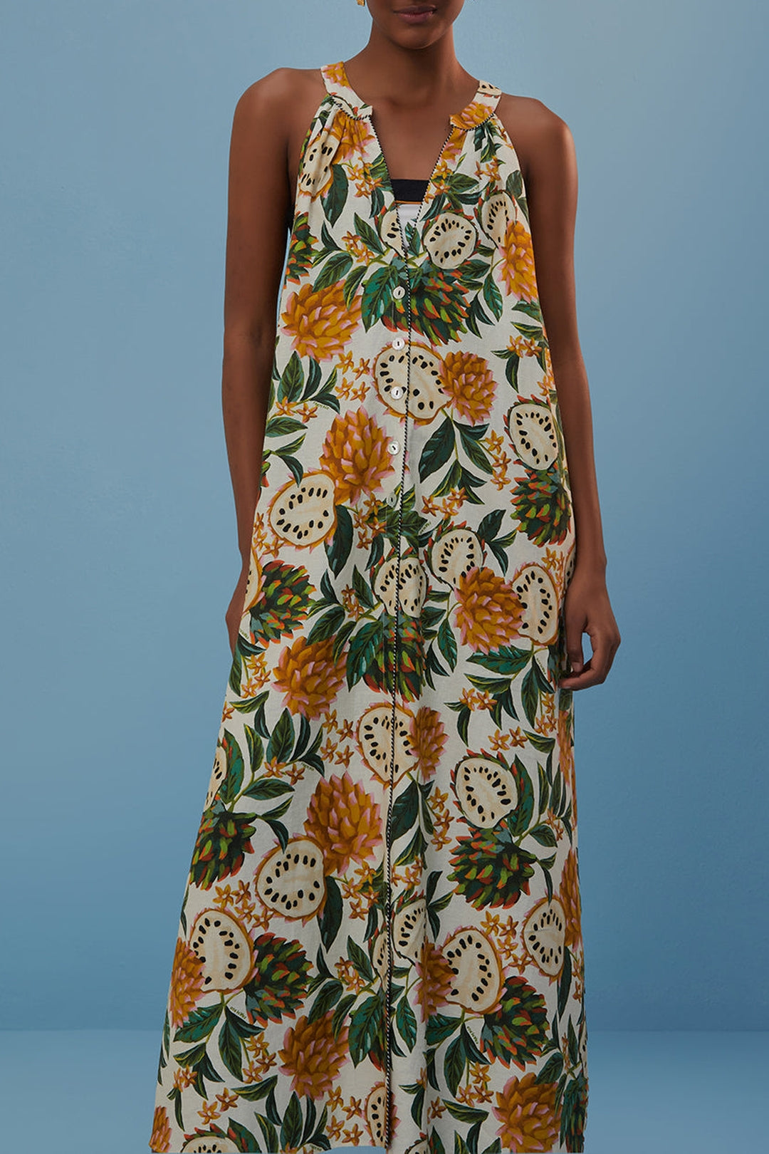 Robe longue Biriba en lin - Orange