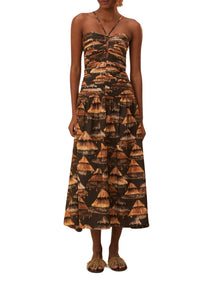 Robe midi Shuhu à bretelles en coton mélangé - Marron