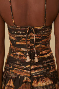 Robe midi Shuhu à bretelles en coton mélangé - Marron