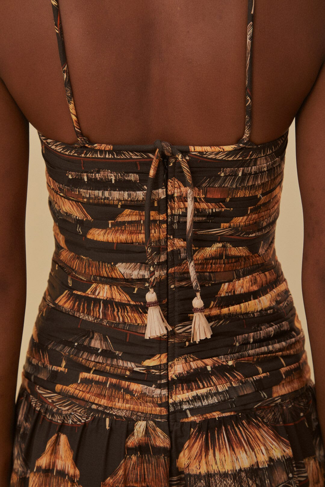 Robe midi Shuhu à bretelles en coton mélangé - Marron