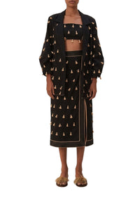 Top Raffia Fringed - Noir