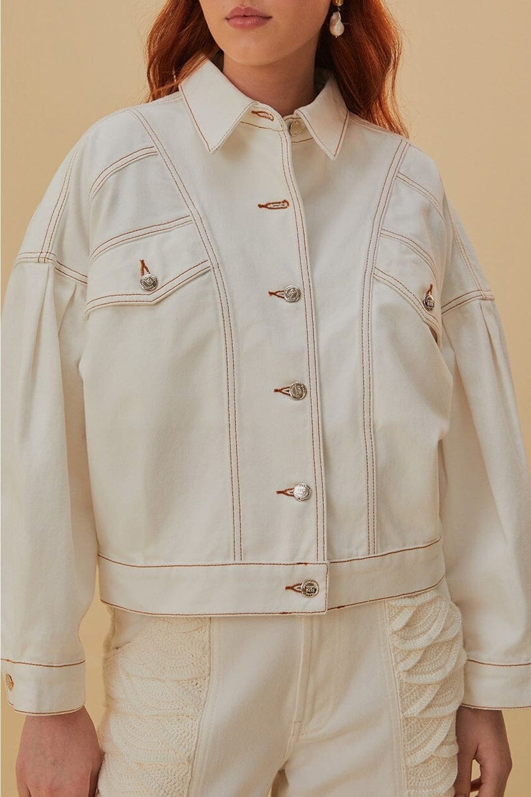 Denim bomber jacket - White