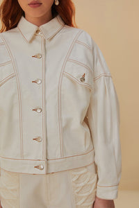 Denim bomber jacket - White