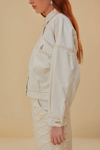 Denim bomber jacket - White