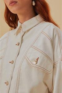 Denim bomber jacket - White