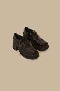 MEDIA OFF LINE_Mocassins compensé en cuir - Noir