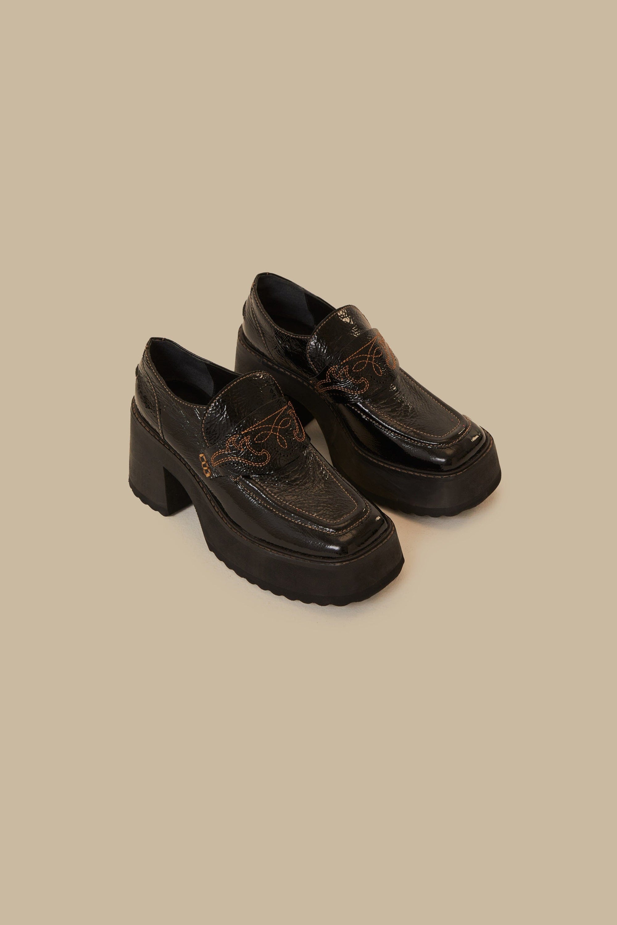 MEDIA OFF LINE_Mocassins compensé en cuir - Noir