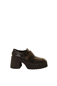 MEDIA OFF LINE_Mocassins compensé en cuir - Noir
