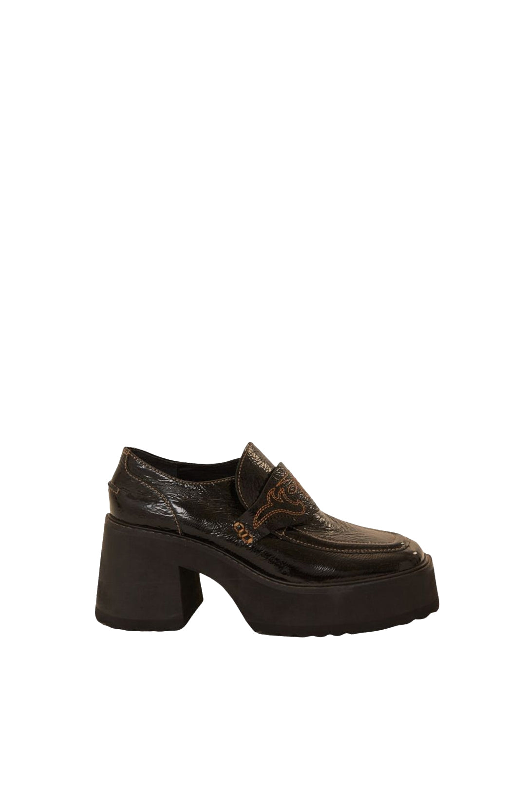 MEDIA OFF LINE_Mocassins compensé en cuir - Noir