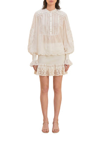 Blouse à manches longues en coton - Blanc