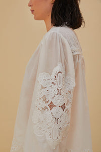Blouse à manches longues en coton - Blanc