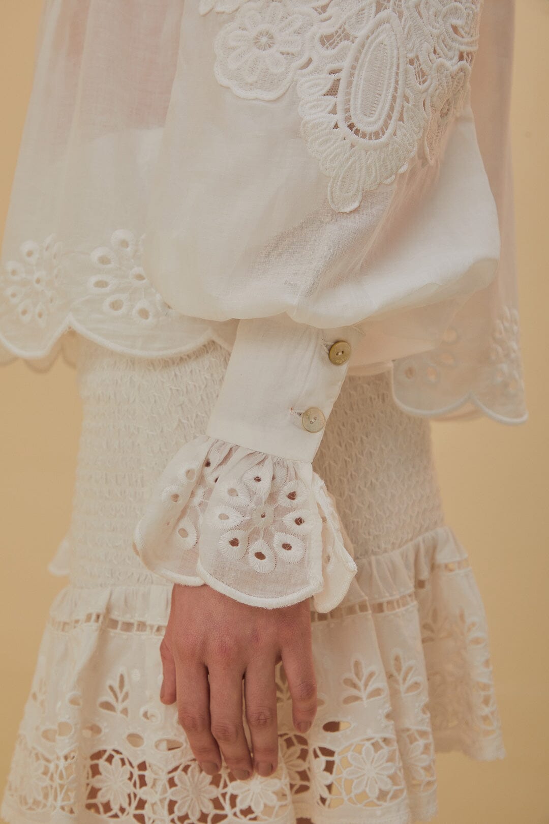 Blouse à manches longues en coton - Blanc