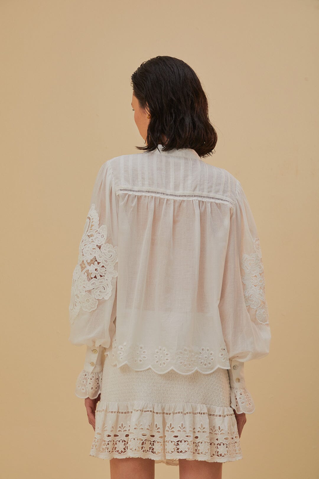 Blouse à manches longues en coton - Blanc