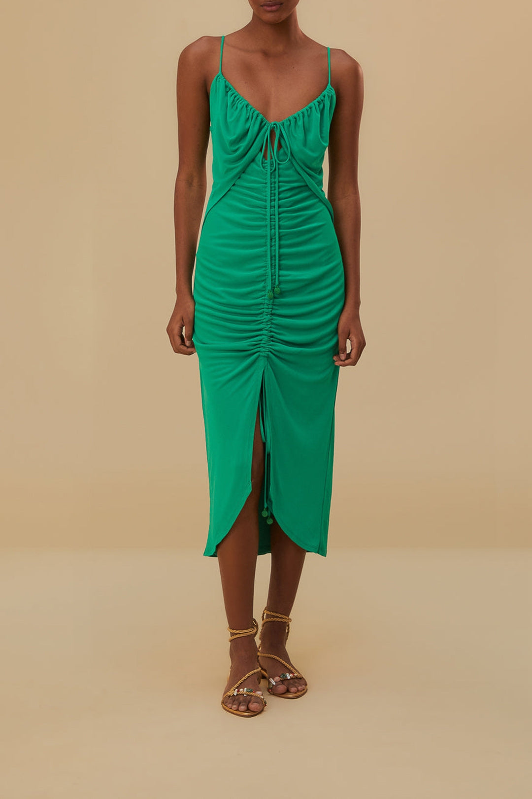 Robe midi à bretelles à découpes - Vert