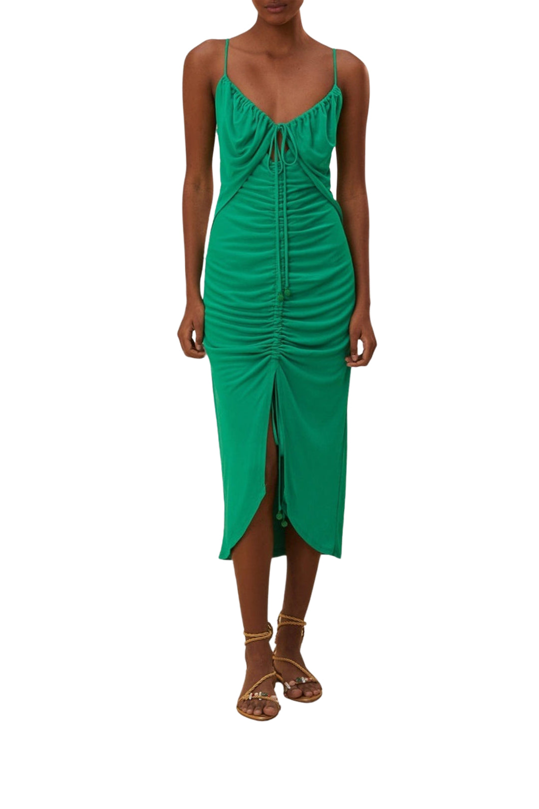Robe midi à bretelles à découpes - Vert