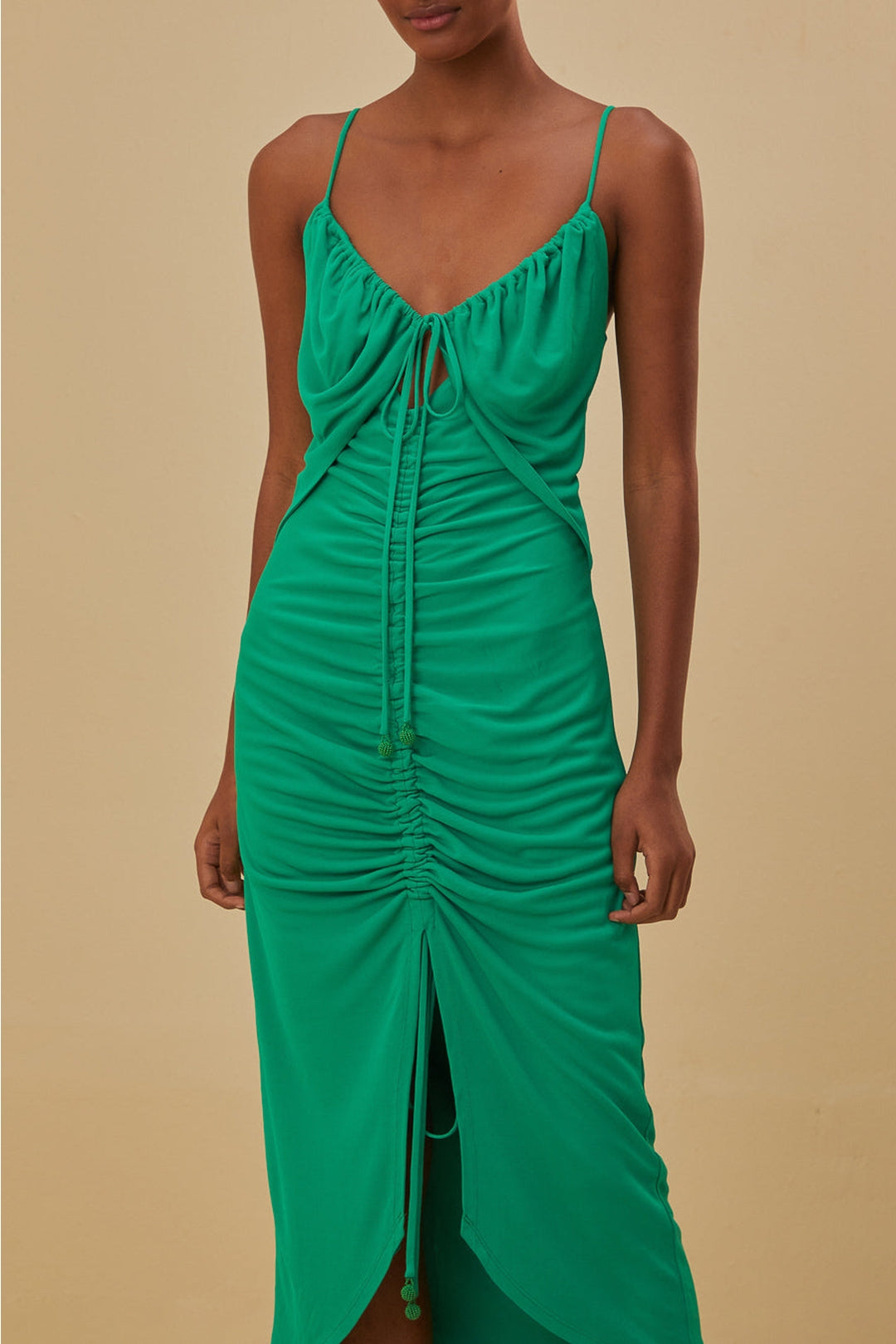 Robe midi à bretelles à découpes - Vert