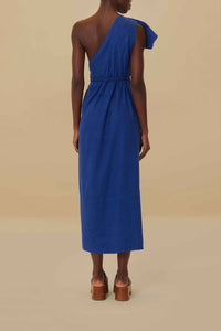 Robe midi en lin - Bleu