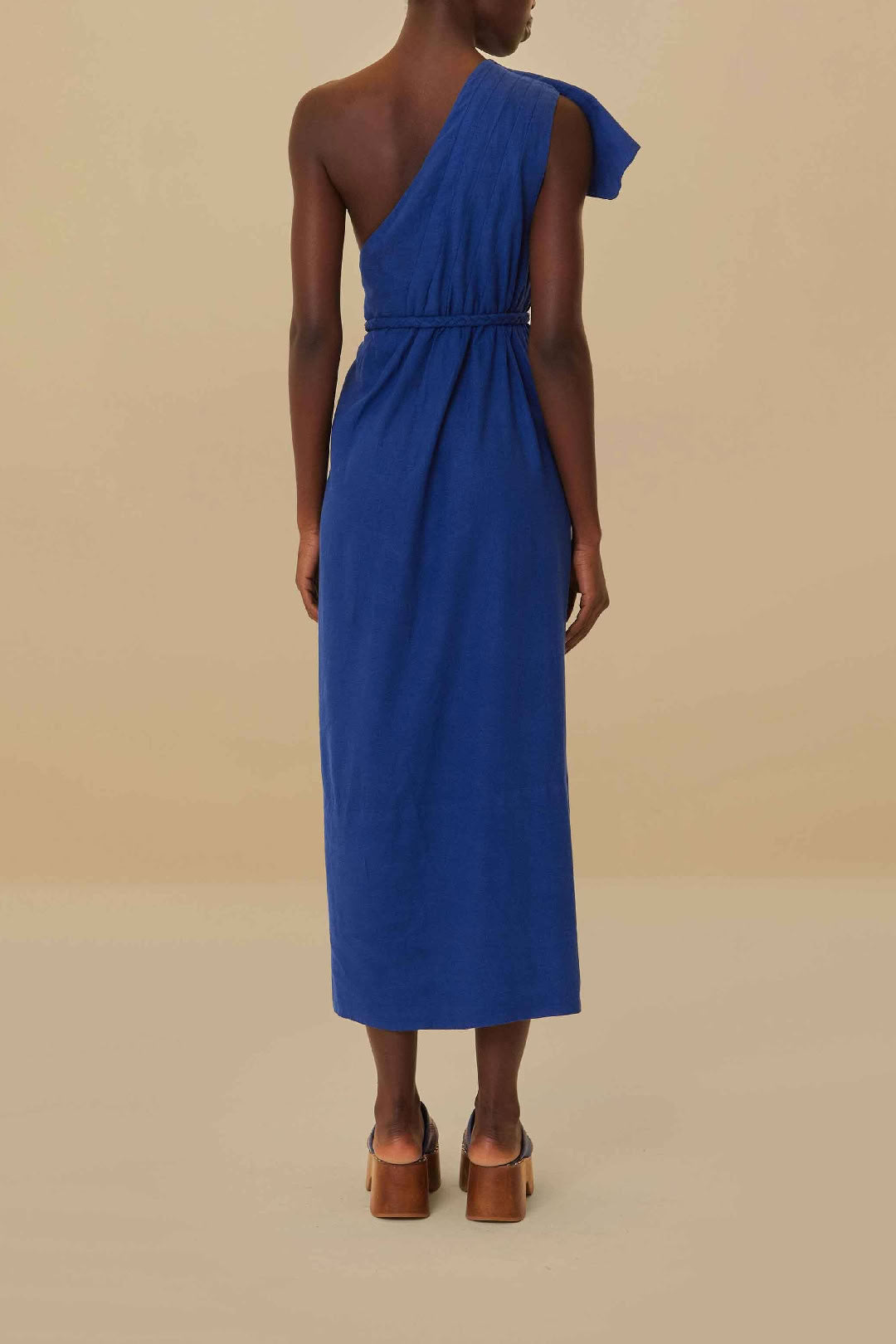 Robe midi en lin - Bleu