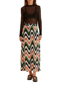 Jupe midi Wave Gradient - Multicolore