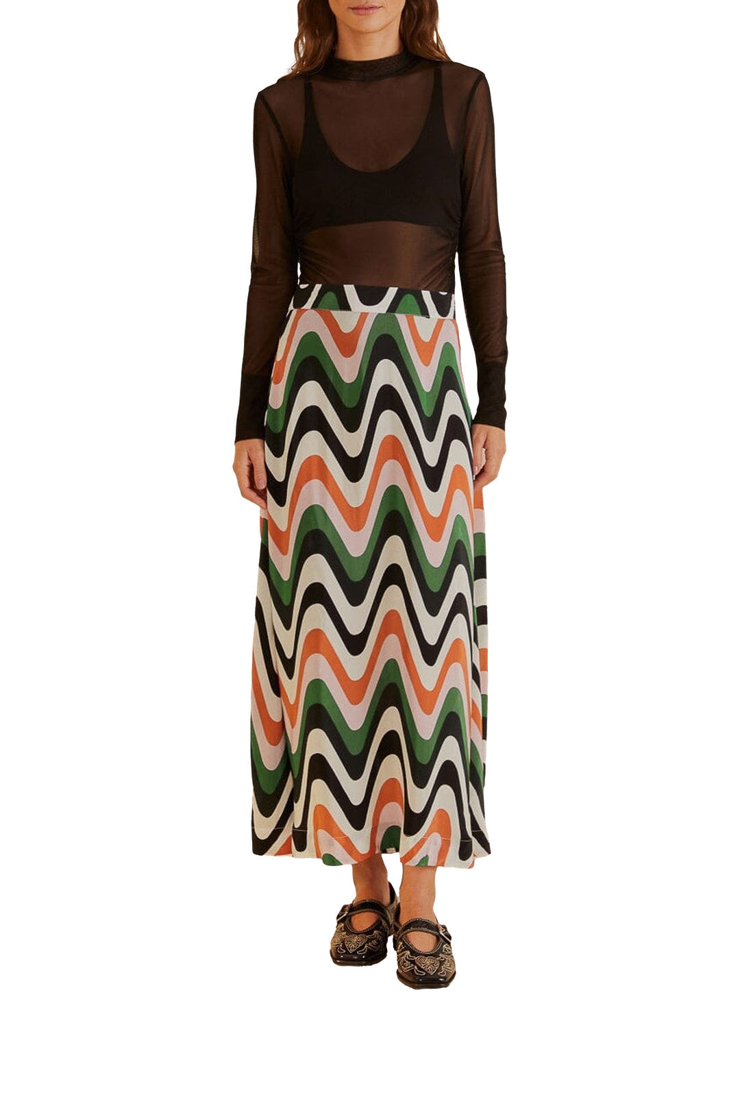 Jupe midi Wave Gradient - Multicolore