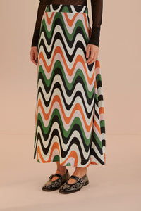 Jupe midi Wave Gradient - Multicolore