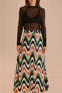 Jupe midi Wave Gradient - Multicolore
