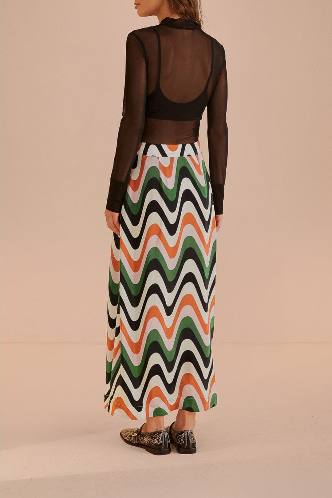 Jupe midi Wave Gradient - Multicolore