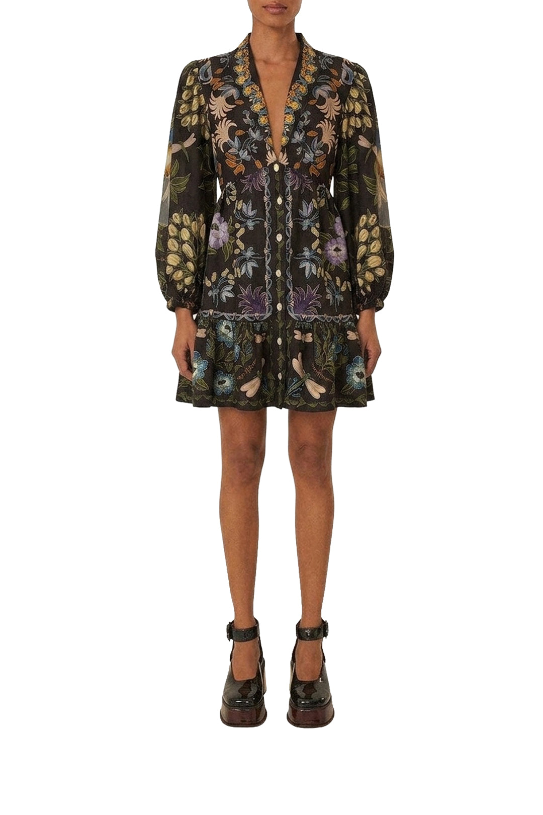 Robe courte Jardin d'hiver à manches longues - Noir