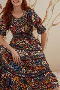 MEDIA OFF LINE_Robe longue Jujus Garden en coton - Noir