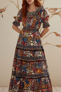 MEDIA OFF LINE_Robe longue Jujus Garden en coton - Noir