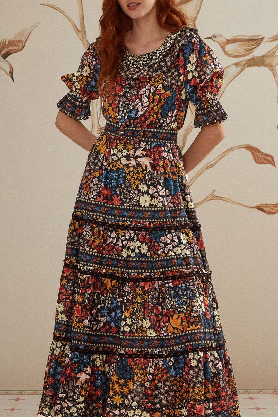 MEDIA OFF LINE_Robe longue Jujus Garden en coton - Noir