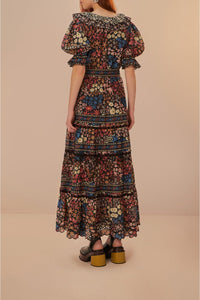 MEDIA OFF LINE_Robe longue Jujus Garden en coton - Noir