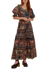 MEDIA OFF LINE_Robe longue Jujus Garden en coton - Noir