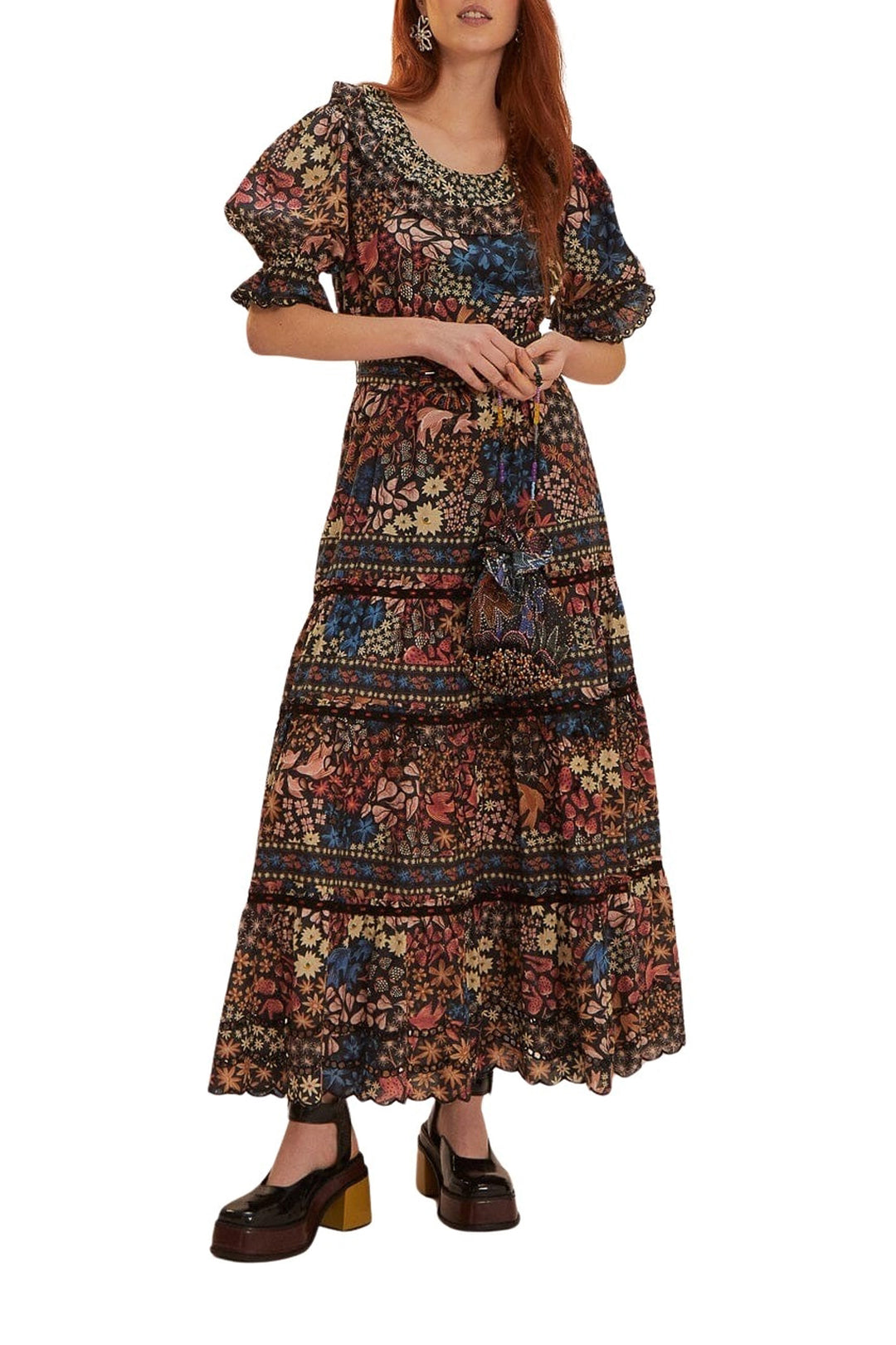 MEDIA OFF LINE_Robe longue Jujus Garden en coton - Noir