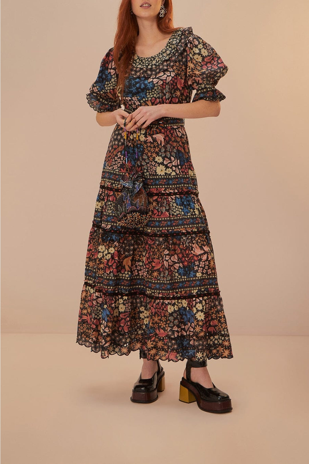 MEDIA OFF LINE_Robe longue Jujus Garden en coton - Noir