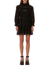 Robe courte Flowered Organza - Noir
