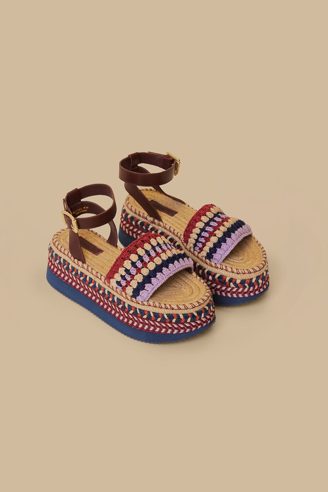 MEDIA OFF LINE_Espadrilles à plateforme Marsala en crochet - Multicolore
